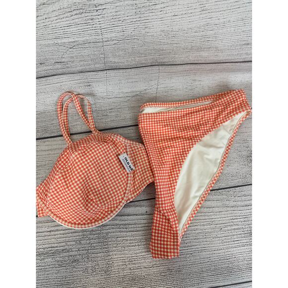 Old Navy Other - Old Navy Plus Size Cream & Coral Gingham Matching Bikini Swim Set Size 3X